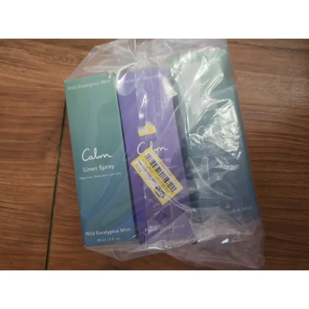 3 Calm Linen Spray Lavendar Wild Eucalyptus Sleep More Stress Less Box Damage